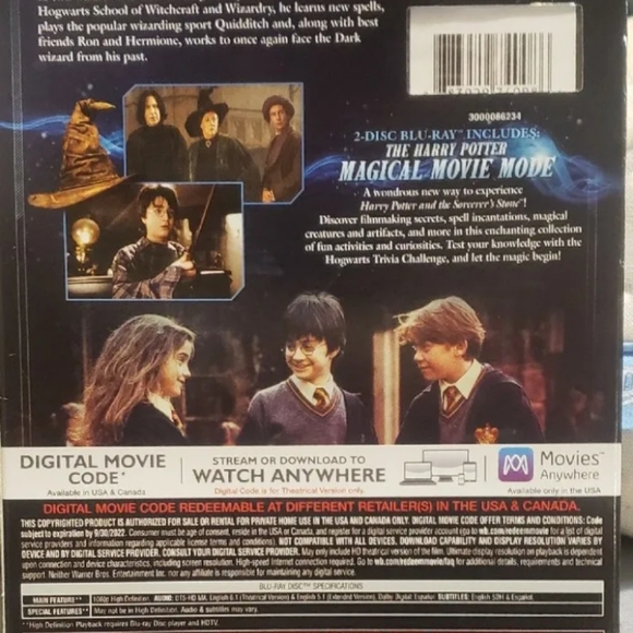 Harry Potter and the Sorcerer's Stone (Blu-ray, 2001) - Picture 2 of 2